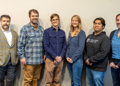 The OSU organic agriculture team: From left, Shayan Ghajar, Nick Andrews, Lucas Nebert, Shannon Cappellazzi, Todd Anderson and Brigid Meints. Photo: Josie Noteboom